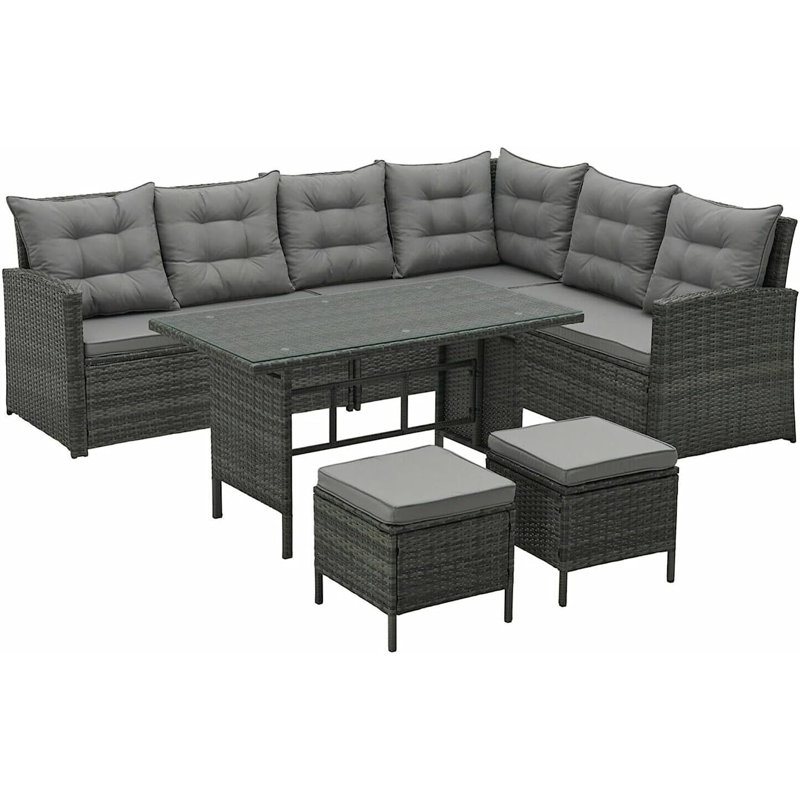 Annaise 8 - Person Garden Lounge Set with Cushions, Grey
