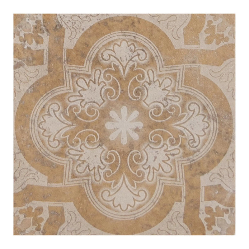 Serene Crest Noce Travertine 6"x6" Laser Engraved Tile
