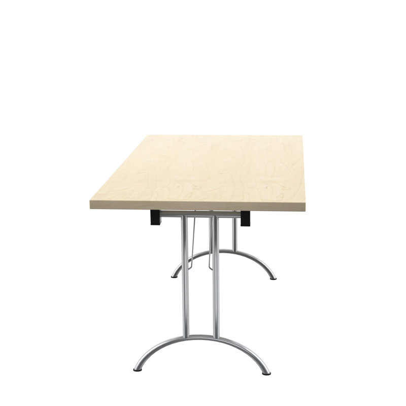 Buariki Rectangle Modular Training Table, 72.5cm H x 140cm W x 80cm D, Chrome, Maple