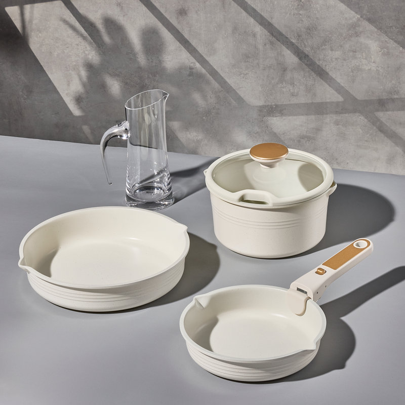 Ensemble de 10 casseroles et poêles antiadhésives avec poignée amovible CAROTE