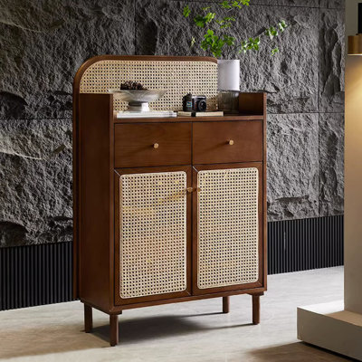 Rattan Cabinet Double Doors Drawers