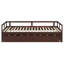 Lit de jour en bois avec lit gigogne, lit simple extensible, finition espresso, lit d'invité peu encombrant