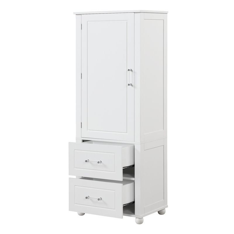 Élégante armoire de rangement haute pour la salle de bain, fabrication en MDF, design blanc moderne
