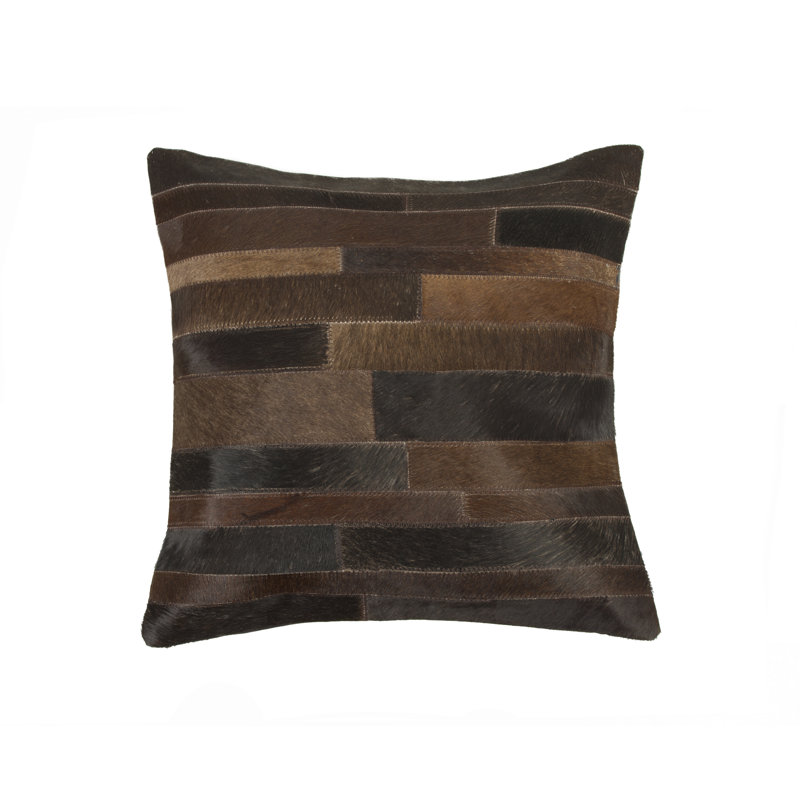 Housse et insert de coussin carré en cuir de vache Graham, Chocolat