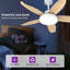 Ventilateur de plafond blanc à DEL 42 po intérieur / extérieur à intensité variable avec lumière et télécommande, 5 pales, réversible 6 vitesses CC, silencieux