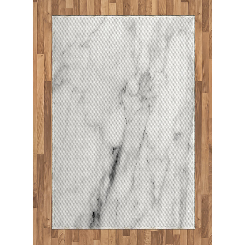 Marble Print High Density Long Fiber Poly Threads Decorative Area Rug Carpet, Rectangle 4' x 5'8"