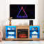 Meuble télé avec foyer électrique, 21 fonctions, chêne, compatible 62 po, support à température de flamme avec grand abri de rangement, l 58 po x P 15,5 po, H 24,4 po, réglable