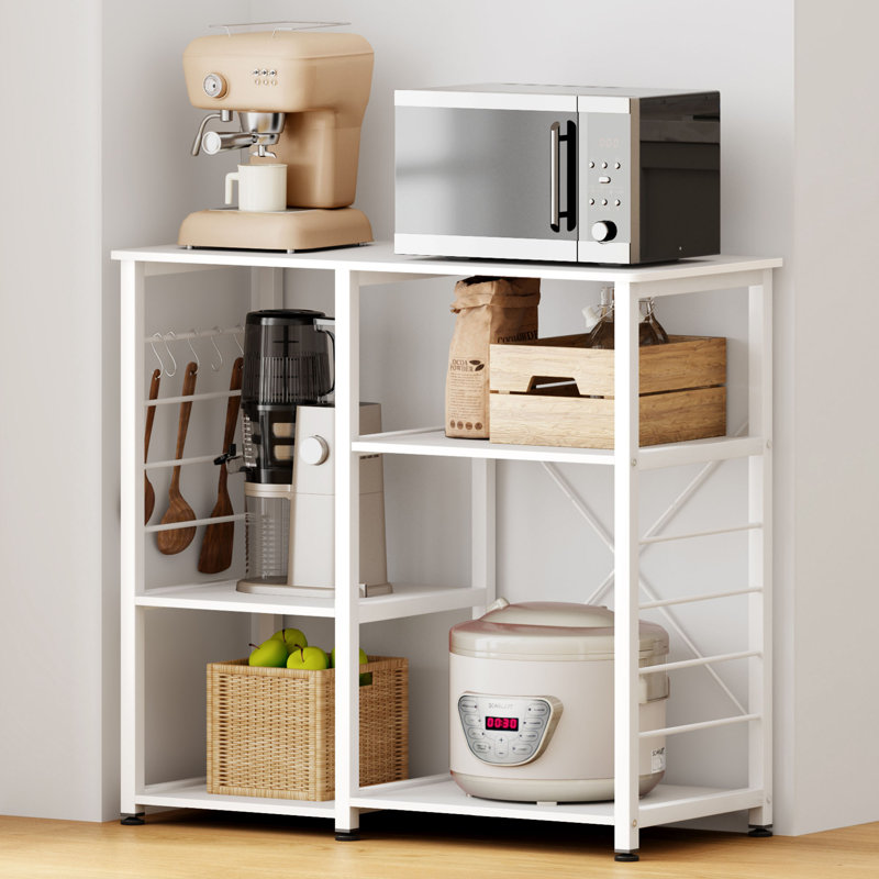 35.4'' Iron Standard Baker's Rack with Microwave Compatibility, White