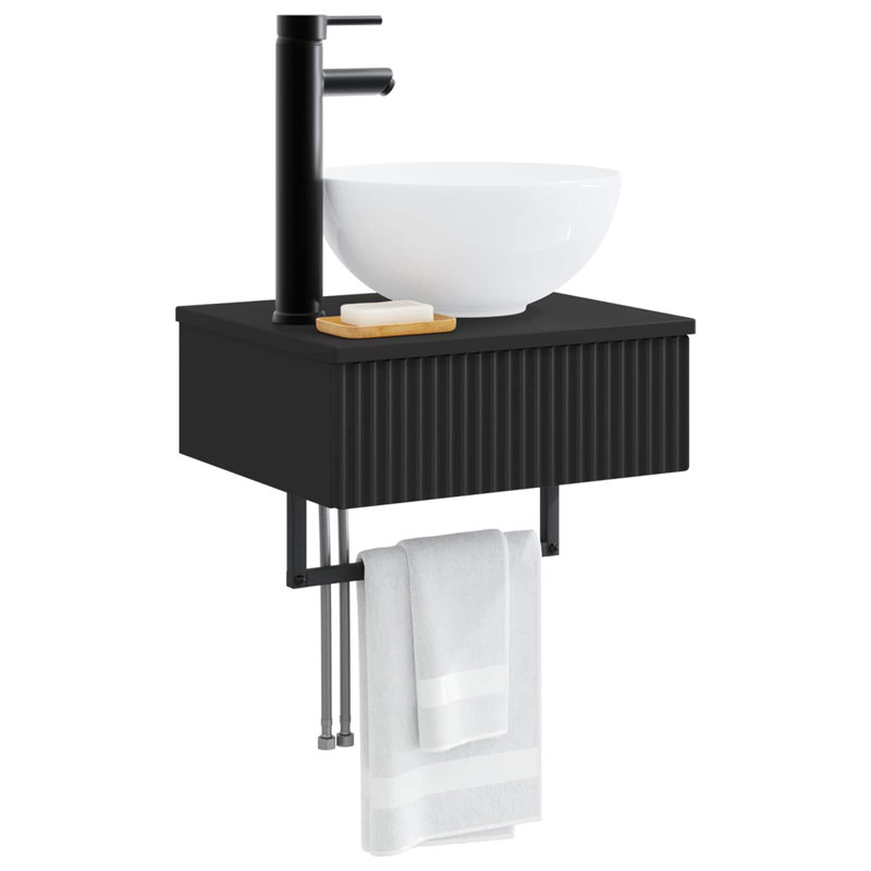 Single Bathroom Vanity with Ceramic Basin, Black