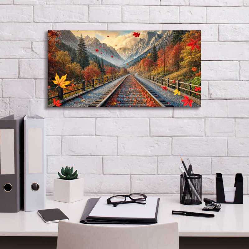 Art mural sur toile Ghiselin «Fall Railroad Landscape» par Rey Klimt