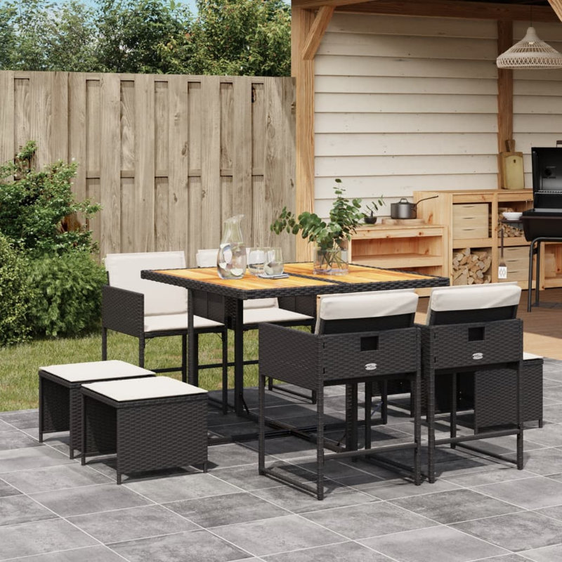 Ensemble repas avec coussins Hokku Designs, Blanc / noir, 8