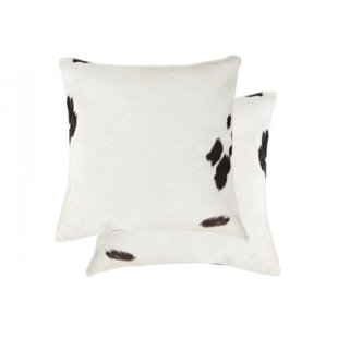 Coussin en cuir de vache 18 po x 18 po (Ensemble de 2)