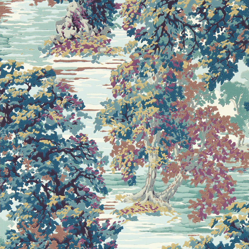 Ancient Canopy 10.05m x 52cm Matte Wallpaper Roll, Blue/Pink