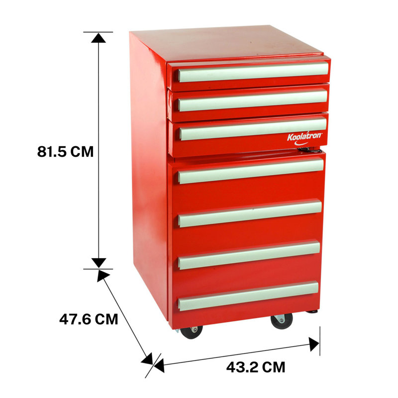 Koolatron Tool Chest Fridge 1.8 cu ft Rolling Fridge w/ Tool Drawers Red