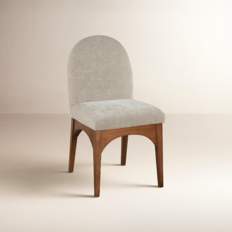 Waldorf 19.75'' H Upholstered Side Chair, Beige, Walnut