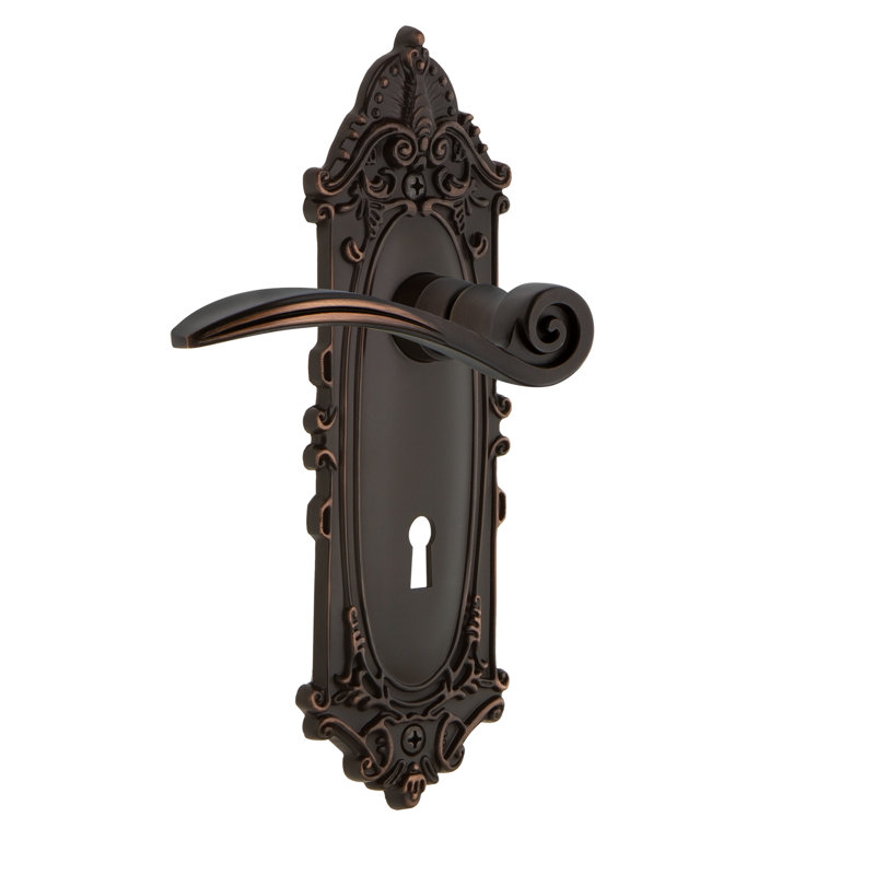 Victorian Plate Single Dummy with Decorative Keyhole and Swan Lever, Timeless Bronze, Left Handed