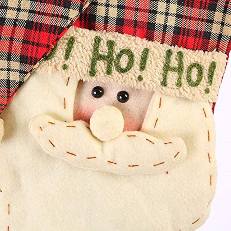 Lot de 2 bas de Noël brodés, bas de Noël écossais en jute de grande taille