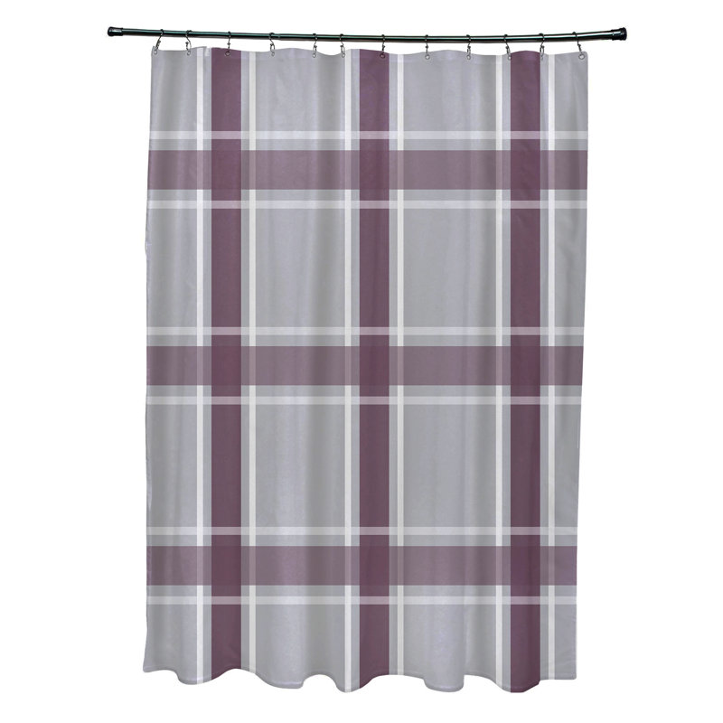 Rideau de douche simple à carreaux Bipasha, Gris / Mauve