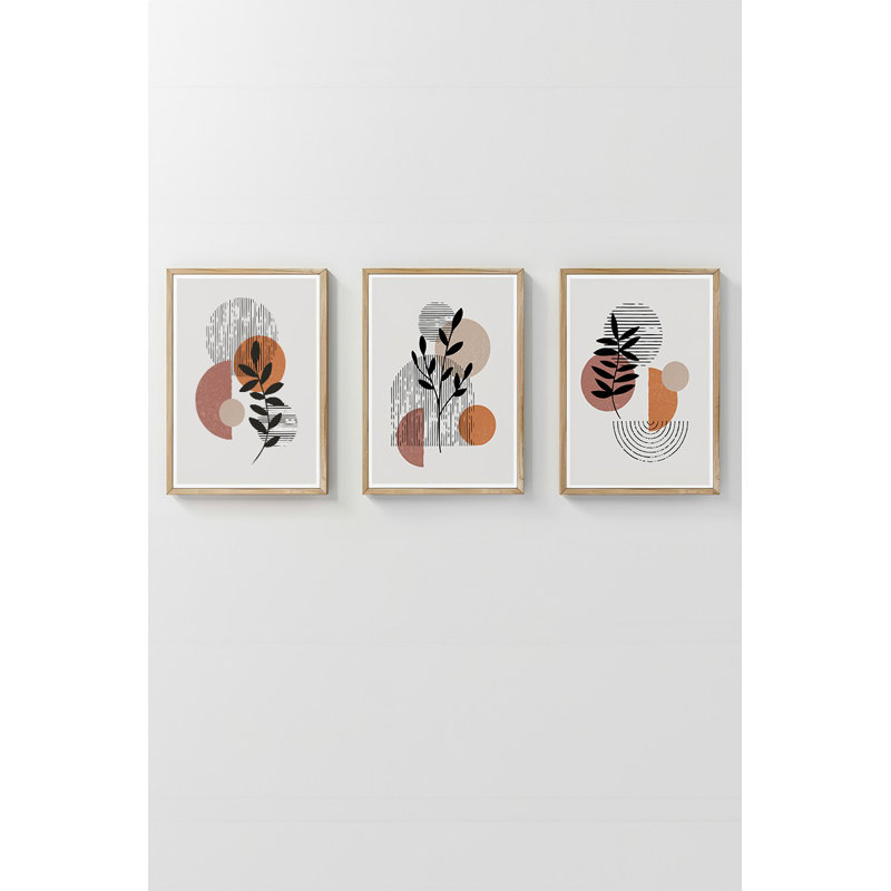 Ensemble de 3 peintures élégantes encadrées décoratives, 12,9 po x 18,9 po | Cadre 100% bois massif (épaisseur: 0,8 pouce), œuvre d'art 100% MDF | Impression numérique éclatante, parfaite pour la décoration de salon et de bureau