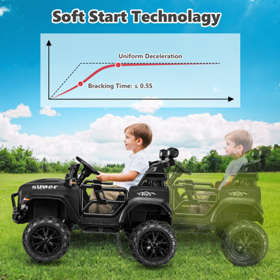 24V 2-Seater Ride-On Toys Electric Jeeps With Remote Control, Bluetooth, Music, Lights, 3 Speeds