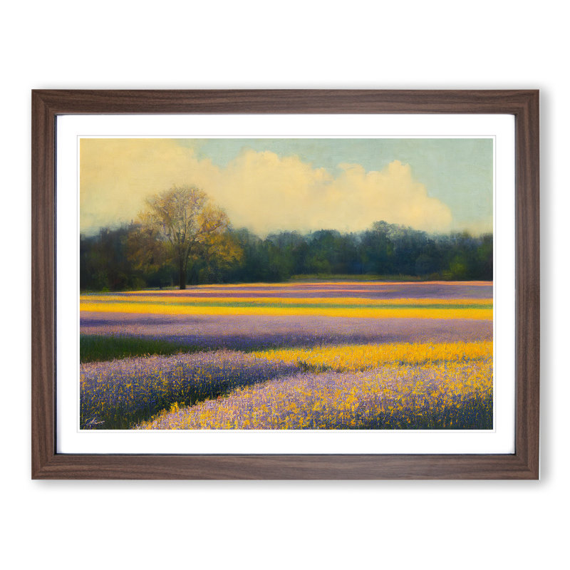 Gleeful Bluebell Field - Framed Print, 46cm H x 64cm W x 2cm D, Walnut