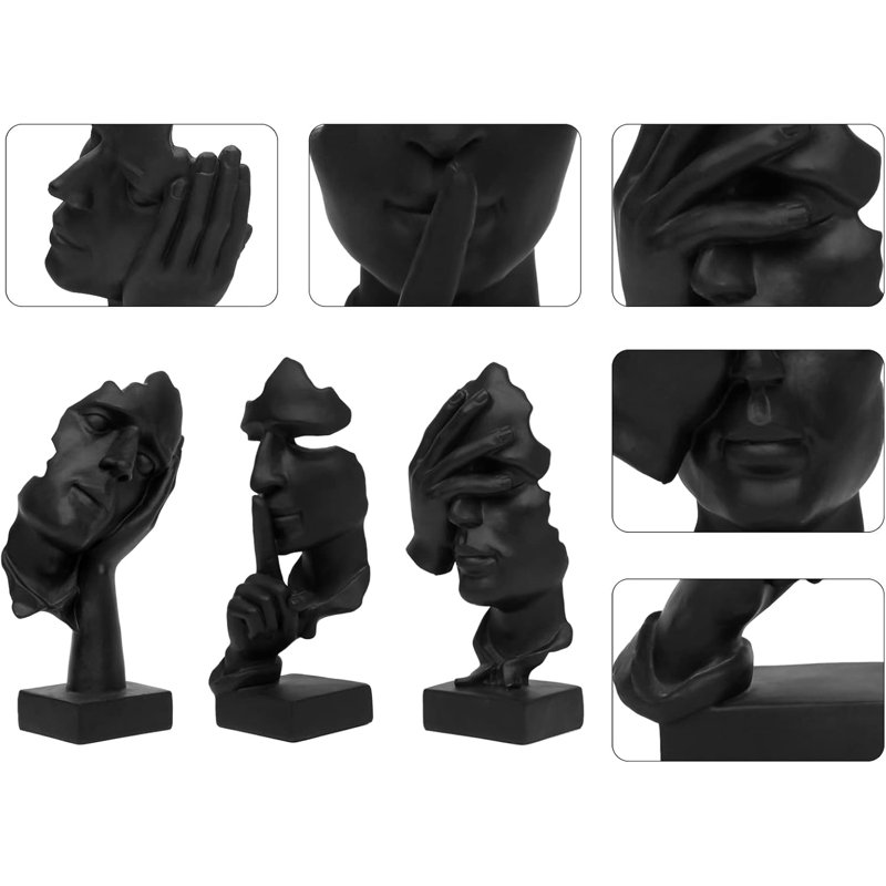 Ensemble de 3 statues en résine penseur
