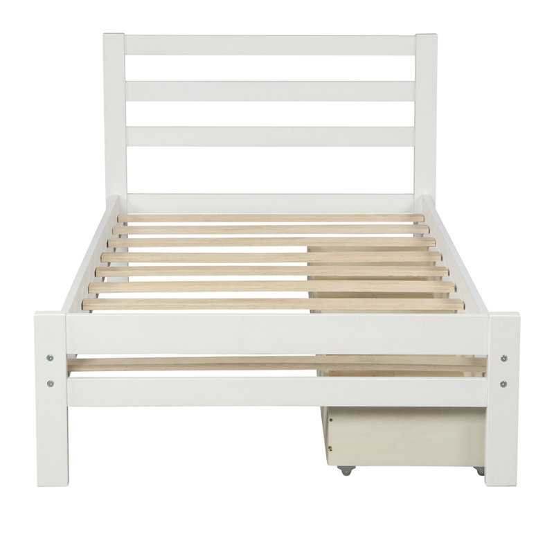 Lit plateforme avec rangement bas Horus, Simple, Blanc