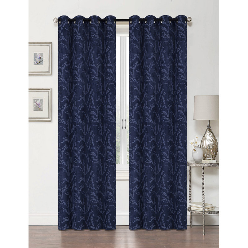 Janessa Blackout Curtain Pair, Navy