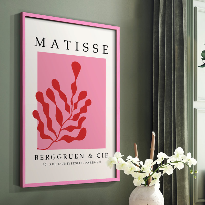 Matisse XLVI, reproduction encadrée - bois massif, Rose, H 10 po x l 8 po