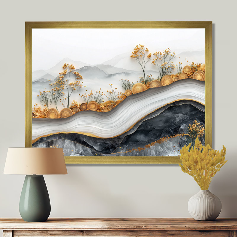 Ignaz - Floral Wall Art, Reproduction encadrée d'une seule photo, H 30 po x l 40 po, Doré