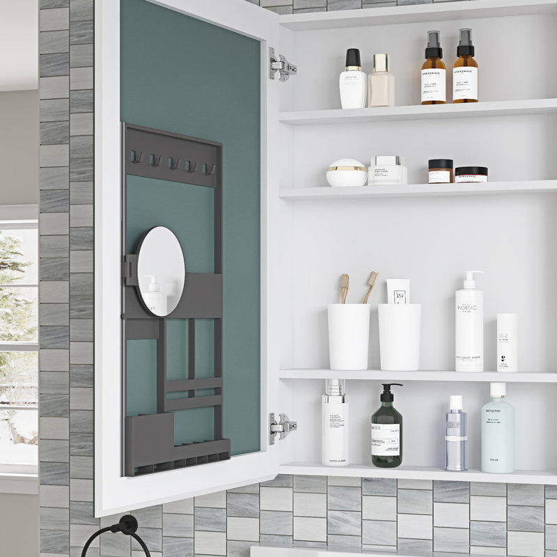 Armoire de rangement pour salle de bain l 24 po x H 36 po - Bord biseauté, porte gauche, grand espace, miroir HD, charnières, bois d'ingénierie blanc 24 po x 36 po