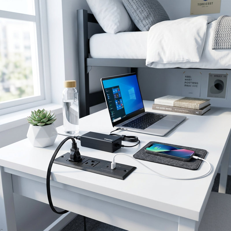 Multiprise encastrée avec 2 prises CA, ports USB-A et USB-C, station de charge encastrée pour bureau, prise de courant pour meuble encastré