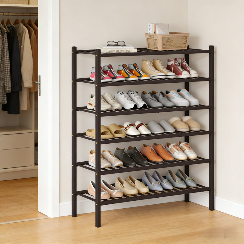 Bamboo Shoe Rack, 36.61" H x 33.86" W x 11" D