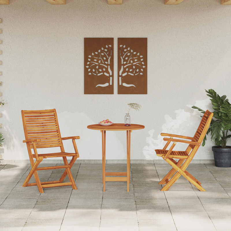 2 - Person Wood Patio Dining Set with