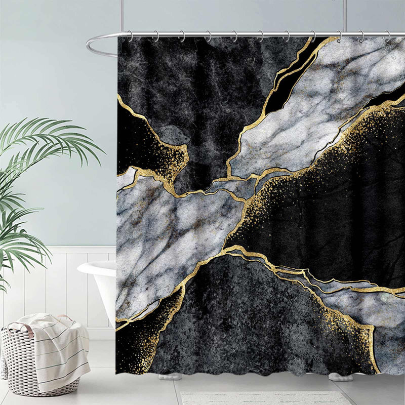 Keylea Abstract Shower Curtain with Hooks Included