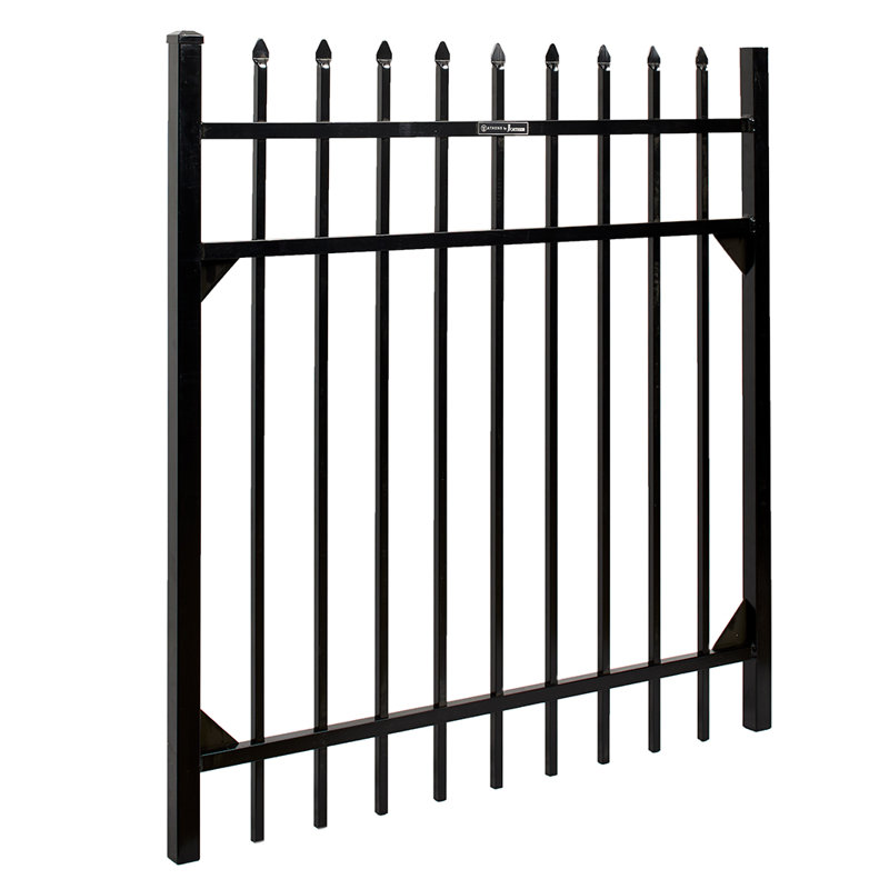 Athens Gloss Black Metal Gate, 4 ft. H x 3.9 ft. W