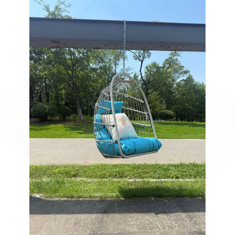 Chaise suspendue en PE pour l'extérieur, Bleu / Beige