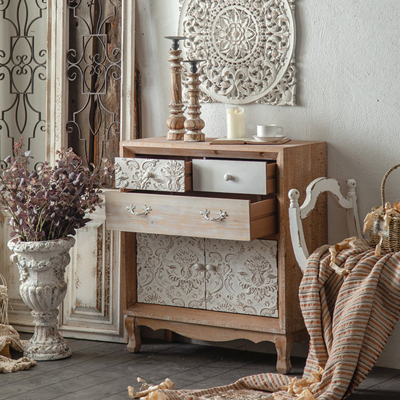 Console rectangulaire en bois massif brun