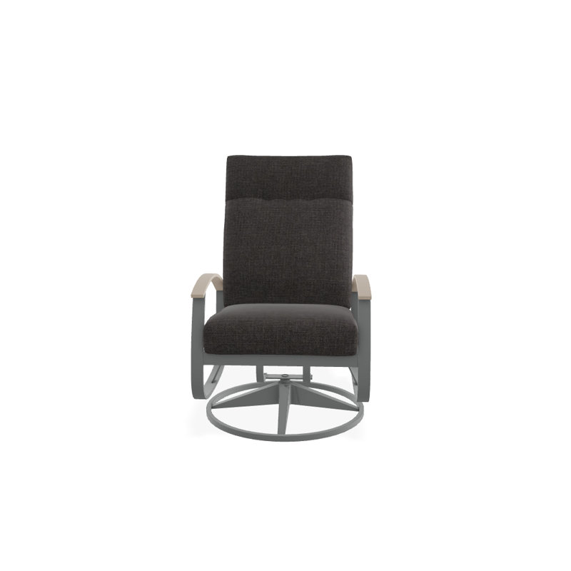 Chaise de patio pivotante avec coussins Askar, Mélange anthracite, Désert P60, Graphite texturé