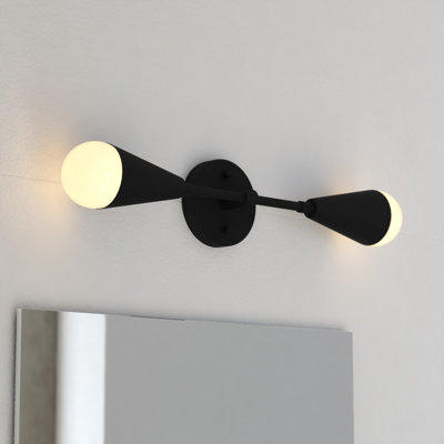 Luminaire à 2 lumières 18 po Zurich Large applique murale moderne et contemporaine avec abat-jour conique en métal, à intensité variable, compatible avec un luminaire de meuble-lavabo, barre de bain à fixation verticale ou horizontale