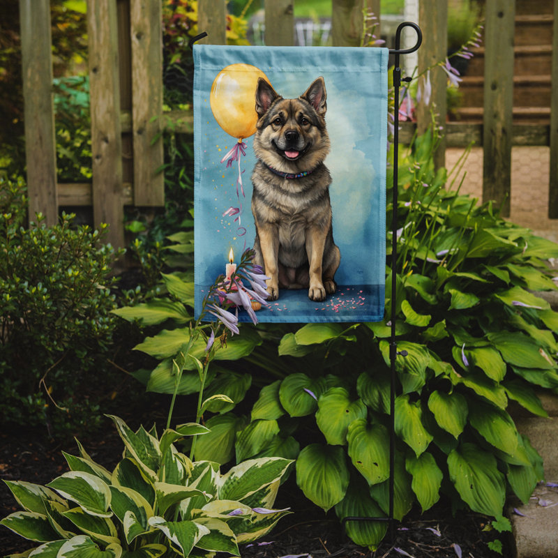 Drapeau de jardin «Happy Birthday», Elkhound norvégien