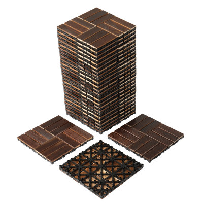 27 tuiles de patio en bois de pin massif emboîtables 27 pièces