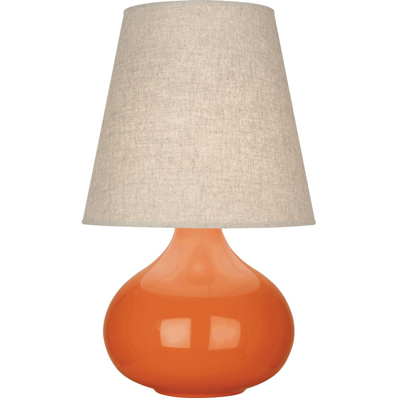 Small June Accent Lamp, Pumpkin, Buff Linen
