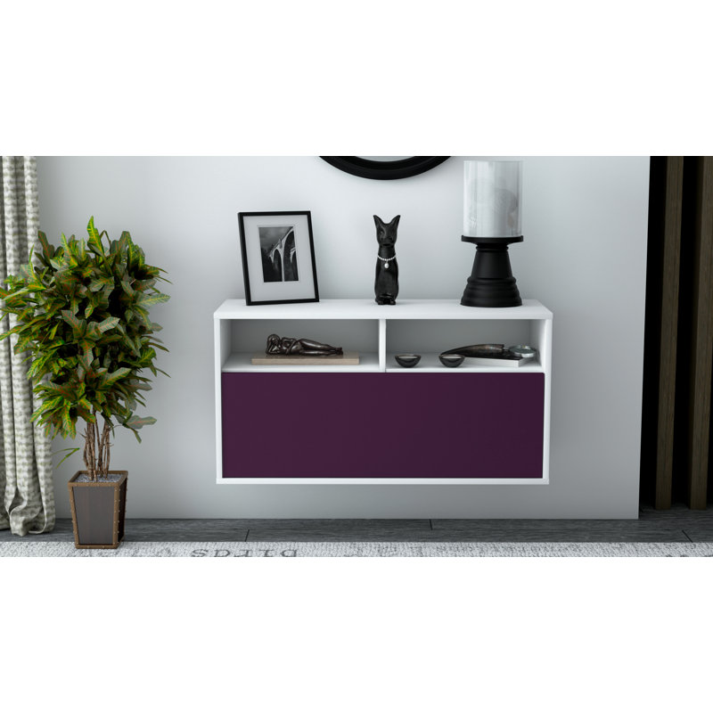 Loyne Unfinished Floating TV Stand, Purple