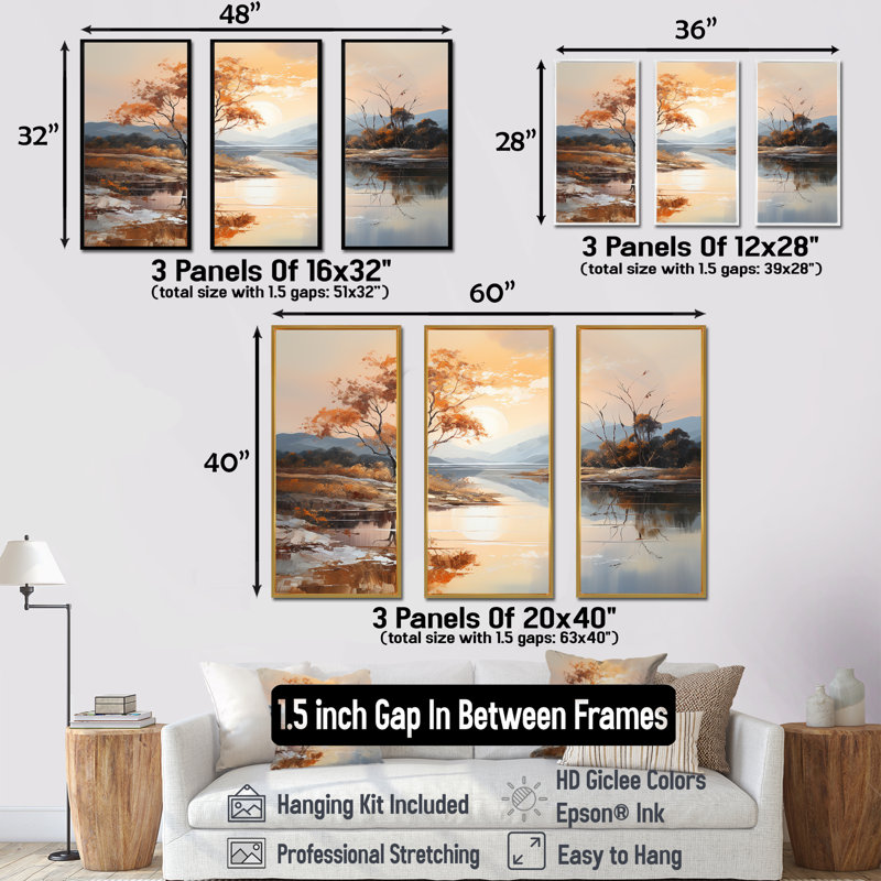 «Lakes Serenity Charm», impression d'art mural, Cadre flottant blanc, H 32 po x l 48 po x P 1 po