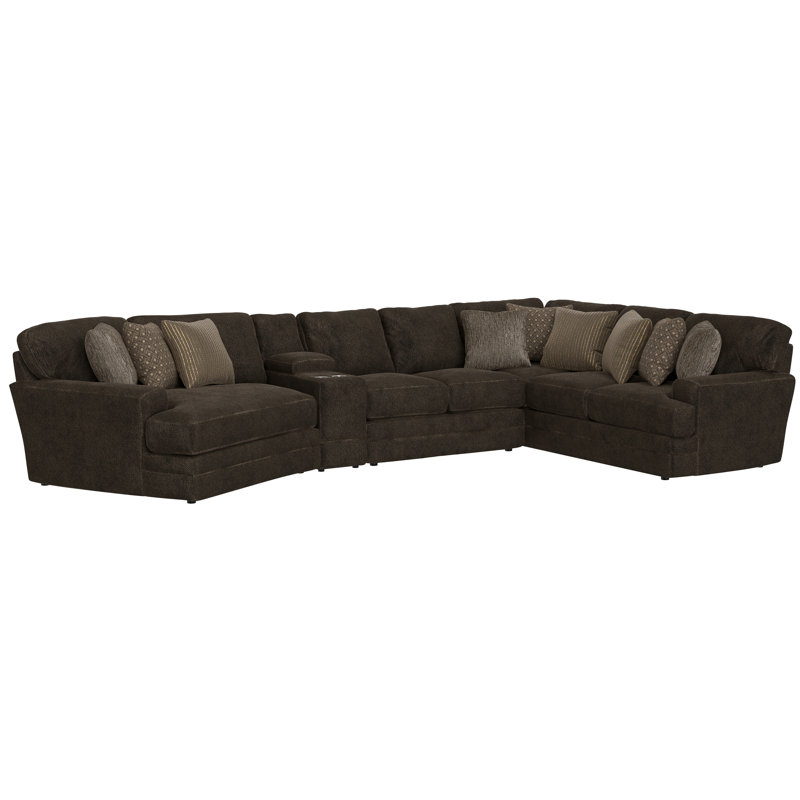 Canapé modulaire 4 pièces Delicia, Orienté à droite, Polyester brun