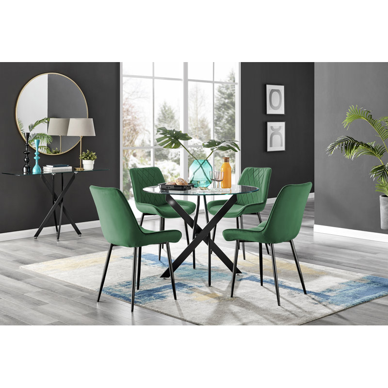 4 - Person Dining Set, Green/Black