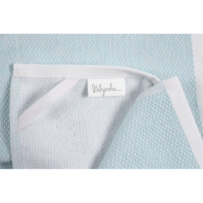 Aqua and White Cotton Terry Kitchen Towel Set, 6 Pieces