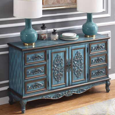 Blue Solid + Manufactured Wood Sideboard
