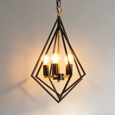 5-light Dimmable Geometric Chandelier With Warm Light Source